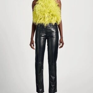 Muubaa Black Straight Leg Leather Pants